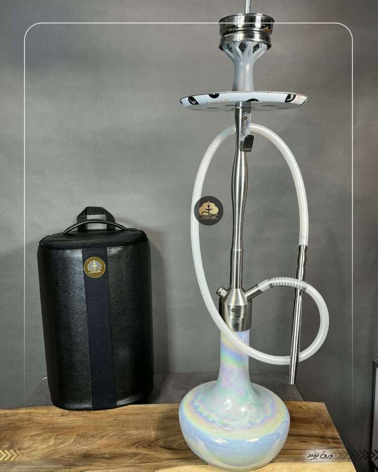 قلیان کرنو نیویورک نقره ای شیشه سفی (صدفی) + اصل با گارانتی