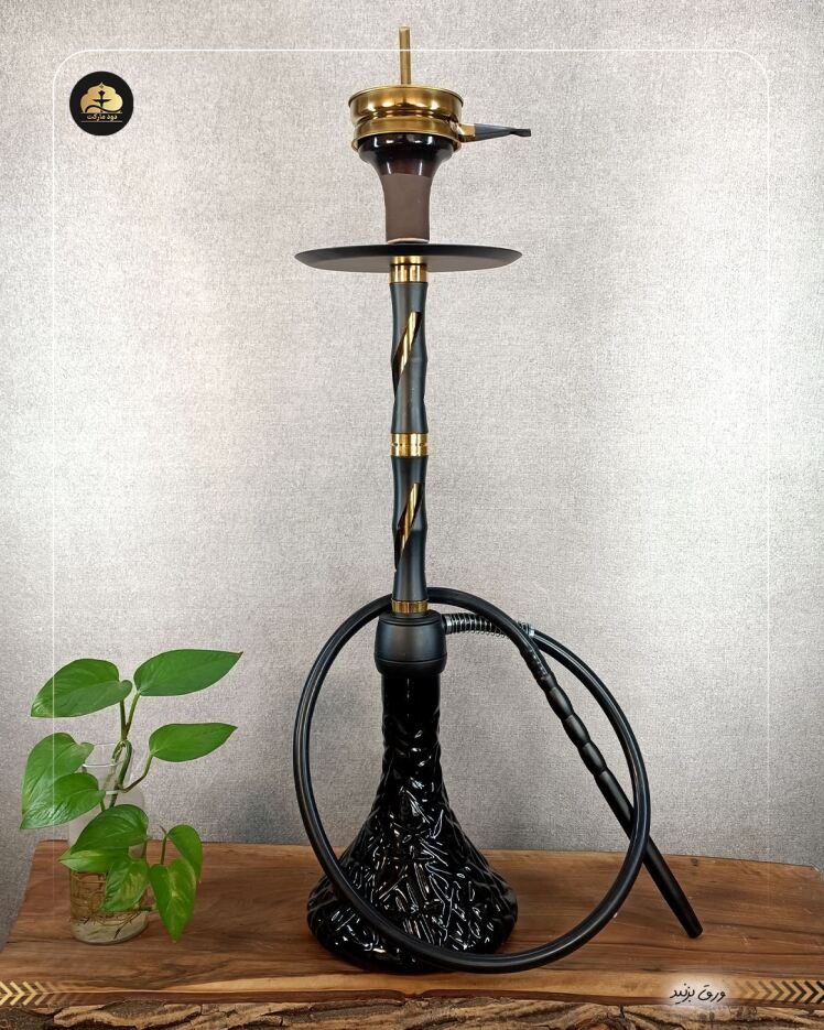 قلیان لوکس کارمانیا کد 130 طلایی مشکی با شیشه دودی 