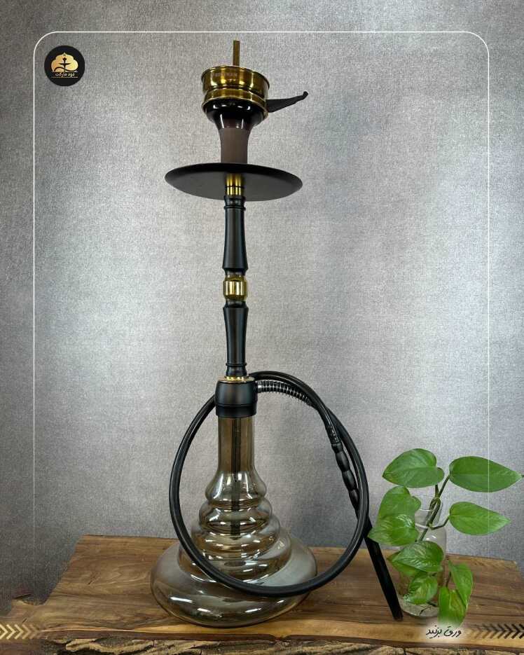 قلیان لوکس کارمانیا کد 215. طلایی مشکی با شیشه دودی 
