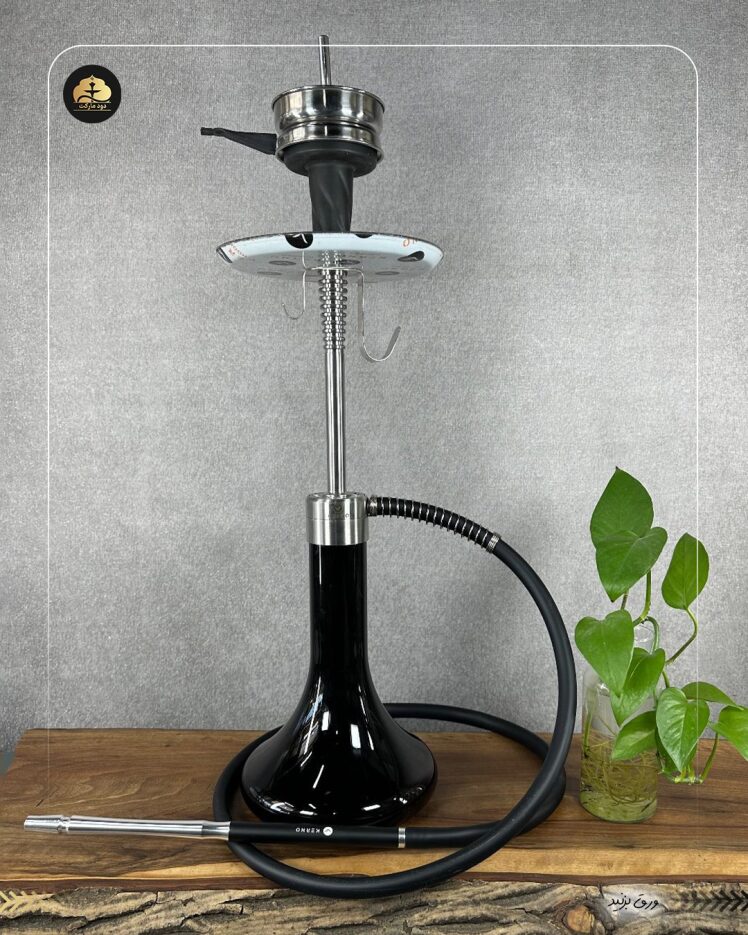 قلیان کرنو دراگون لارج نقره ای شیشه مشکی |{ اصل + 3 سال گارانتی }