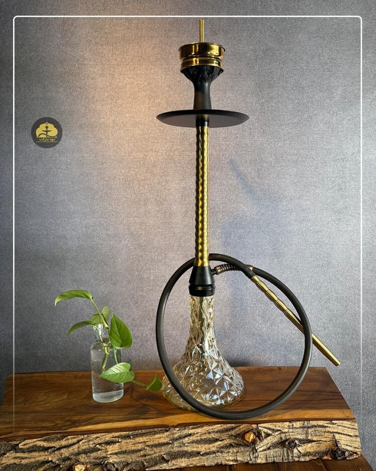 قلیان تمام سوپاپ کارمانیا طلایی با شیشه آیس