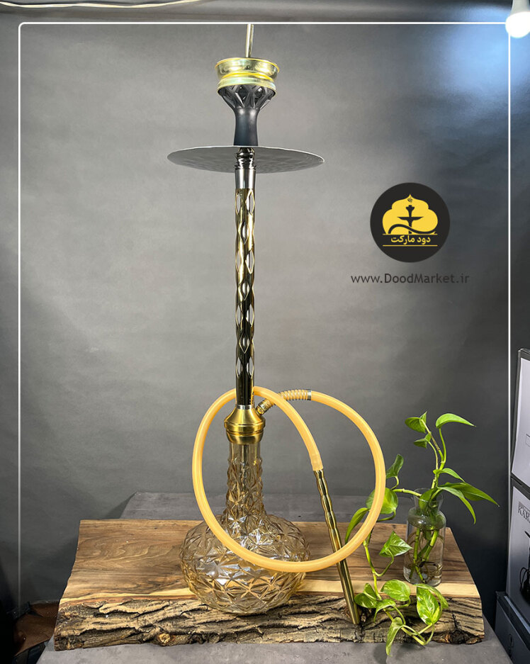  قلیان کارمانیا مدل هوکا110 طلایی شیشه آیس عسلی
