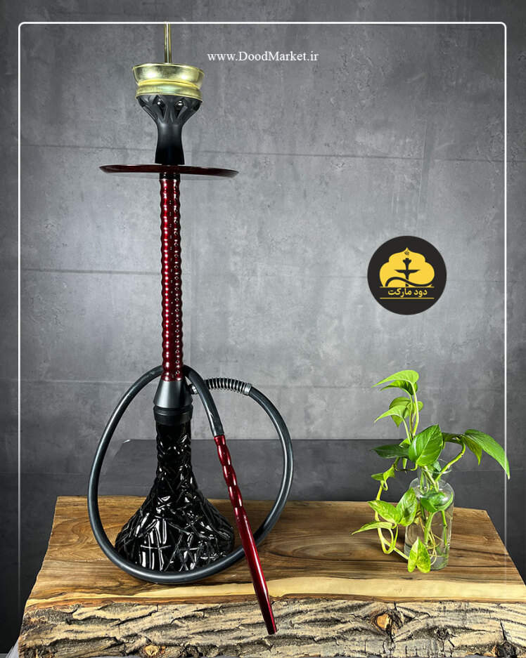  قلیان کارمانیا تمام سوپاپ قرمز با شیشه مشکی 