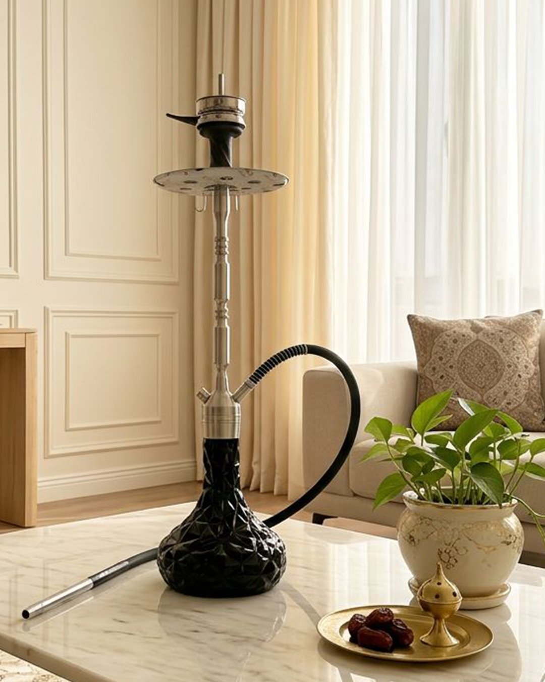  قلیان کرنو مادرید نقره ای با شیشه آیس مشکی | {اصل + 3 سال گارانتی} 