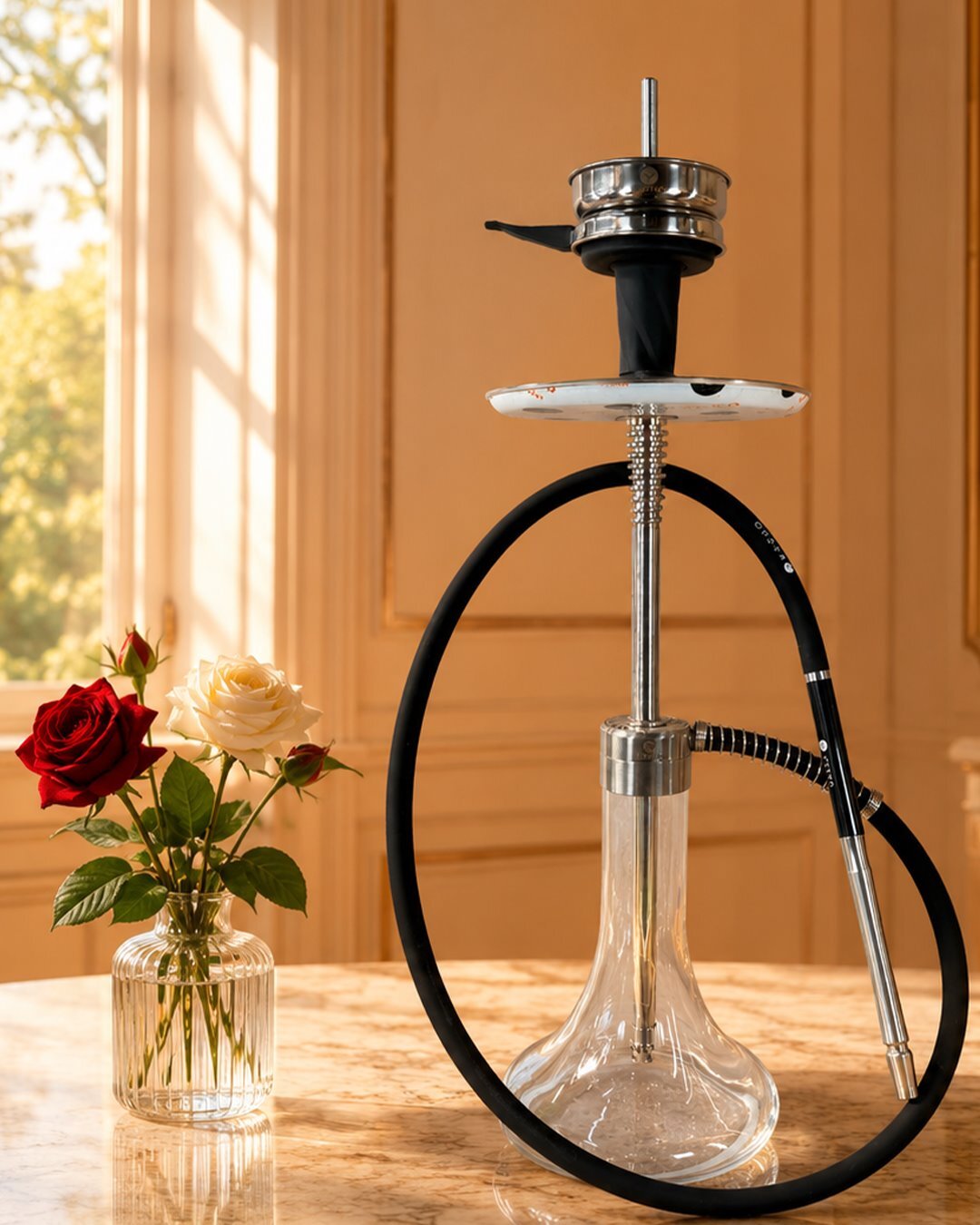  قلیان کرنو دراگون لارج نقره ای با شیشه شفاف 