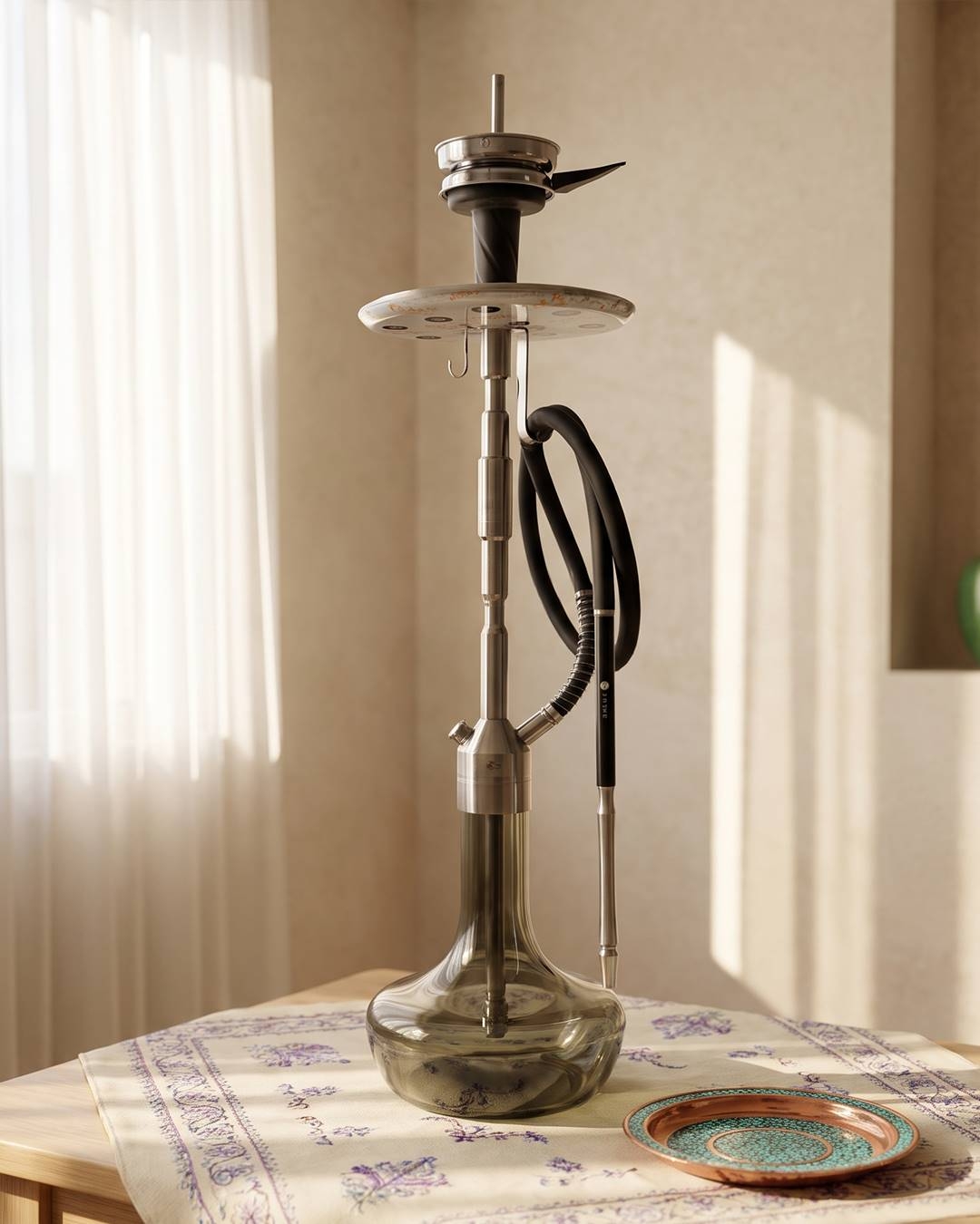  قلیان کرنو کالیفرنیا نقره ای با شیشه ساده دودی | {اصل + 3 سال گارانتی} 