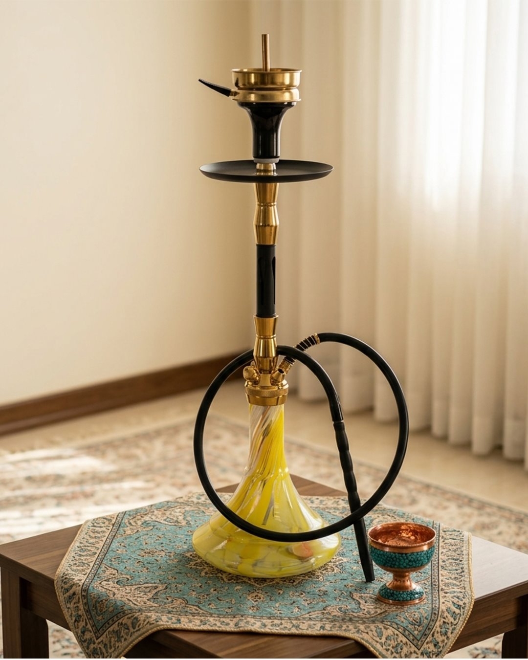 قلیان کارمانیا سه سوپاپ شیشه آبرنگی {12 ماه گارانتی + اورجینال}