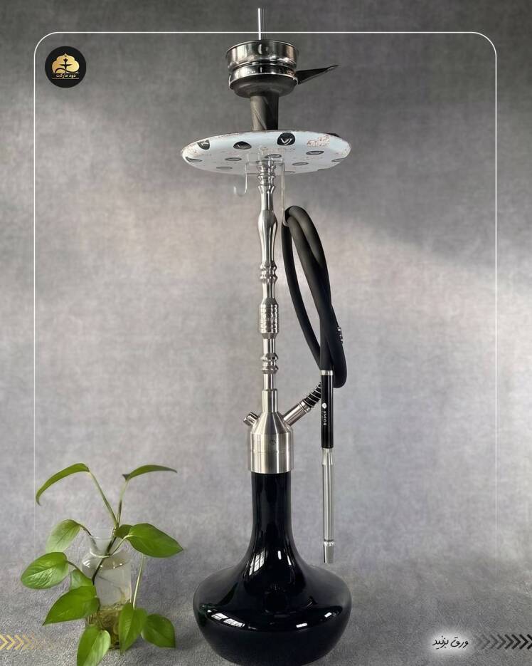 قلیان کرنو مونیخ نقره ای با شیشه ساده مشکی | {اصل + 3 سال گارانتی}