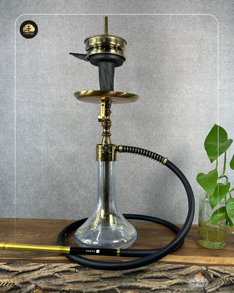 قلیان کرنو دراگون مدیوم طلایی شیشه شفاف |{ اصل + 3 سال گارانتی }