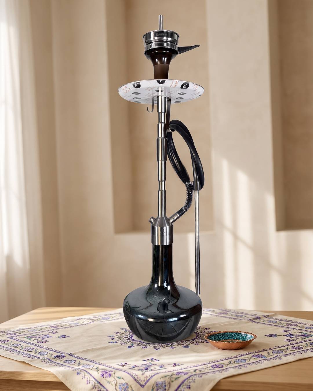 قلیان کرنو کالیفرنیا نقره ای با شیشه ساده جیوه ای | {اصل + 3 سال گارانتی}