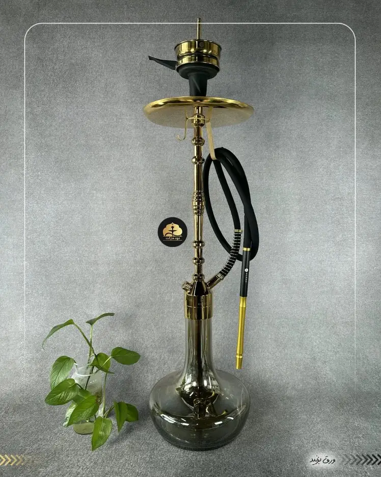قلیان کرنو پاریس طلایی با شیشه ساده دودی | {اصل + 3 سال گارانتی}
