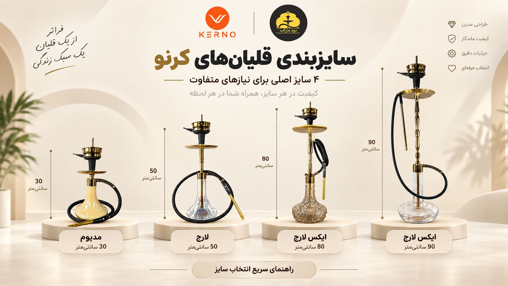 سایز بندی قلیان کرنو اورجینال 