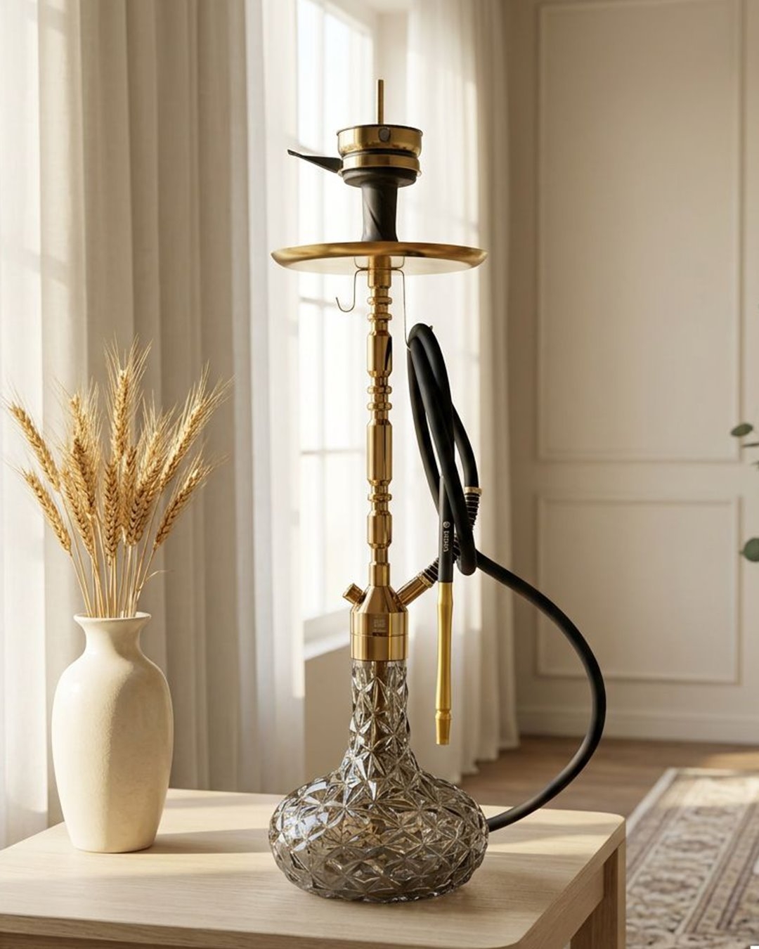  قلیان کرنو بارسلون طلایی با شیشه آیس دودی | {اصل + 3 سال گارانتی} 