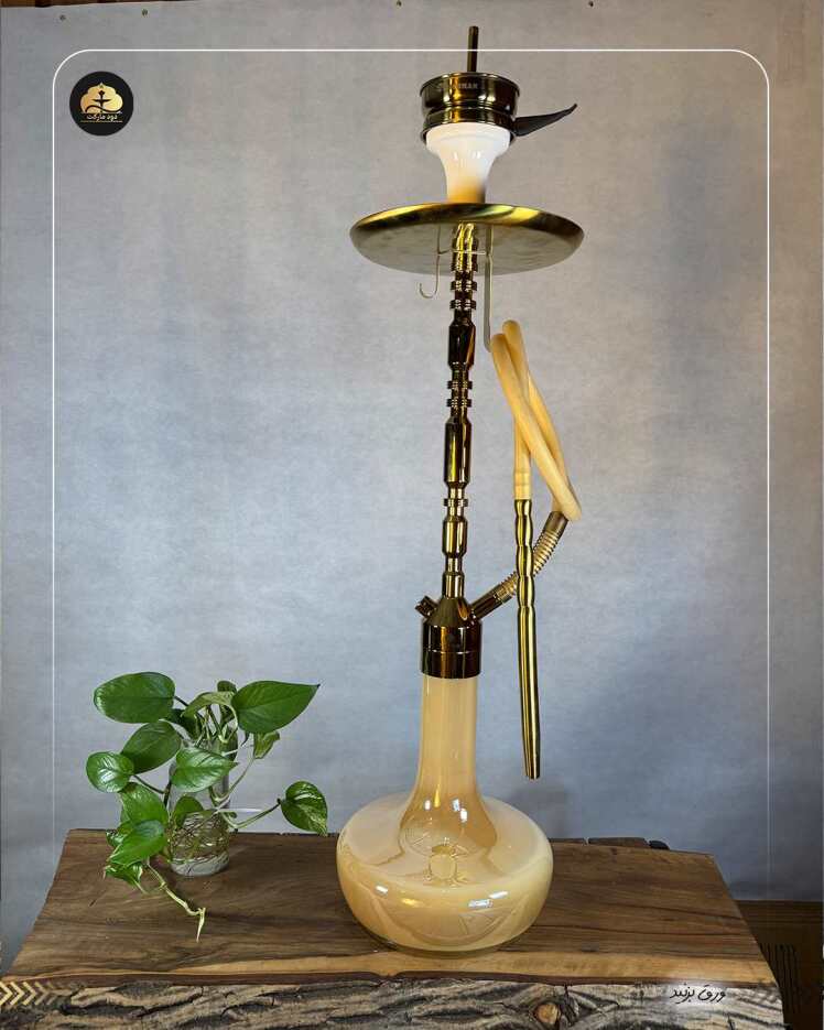 قلیان کرنو اورجینال بارسلونا طلایی باشیشه کرم نسکافه ای با 3 سال گارانتی