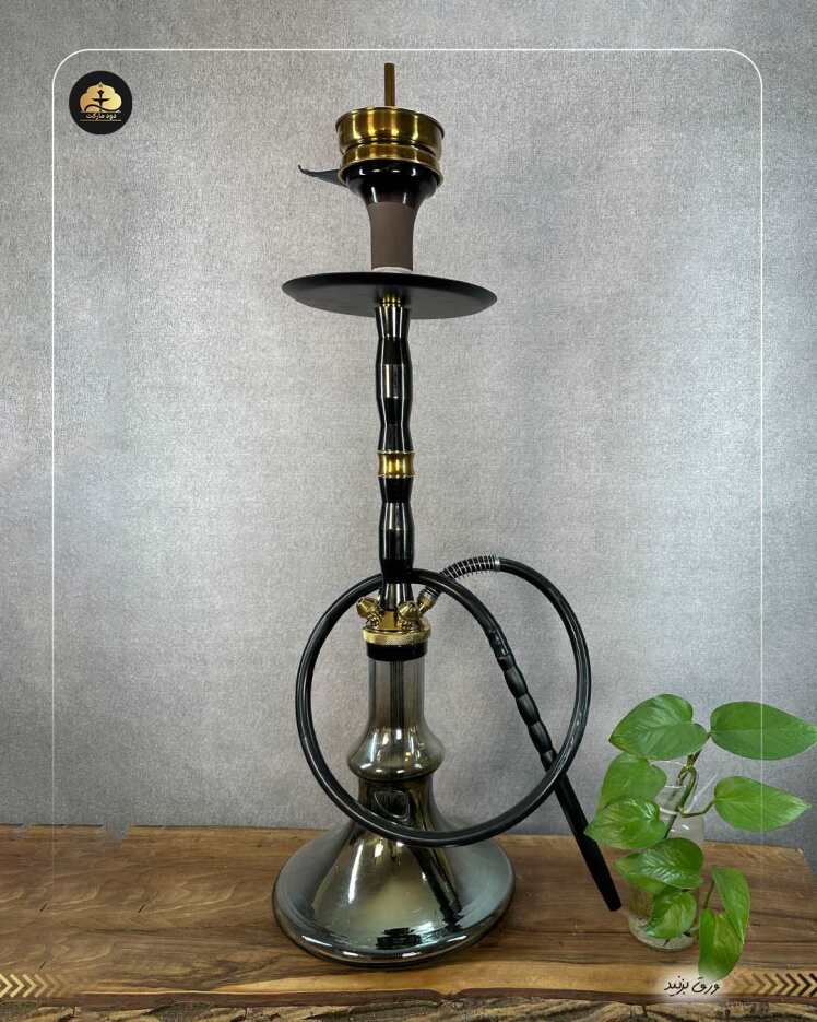 قلیان کارمانیا سه سوپاپ رینگی - طلایی مشکی با شیشه دودی 