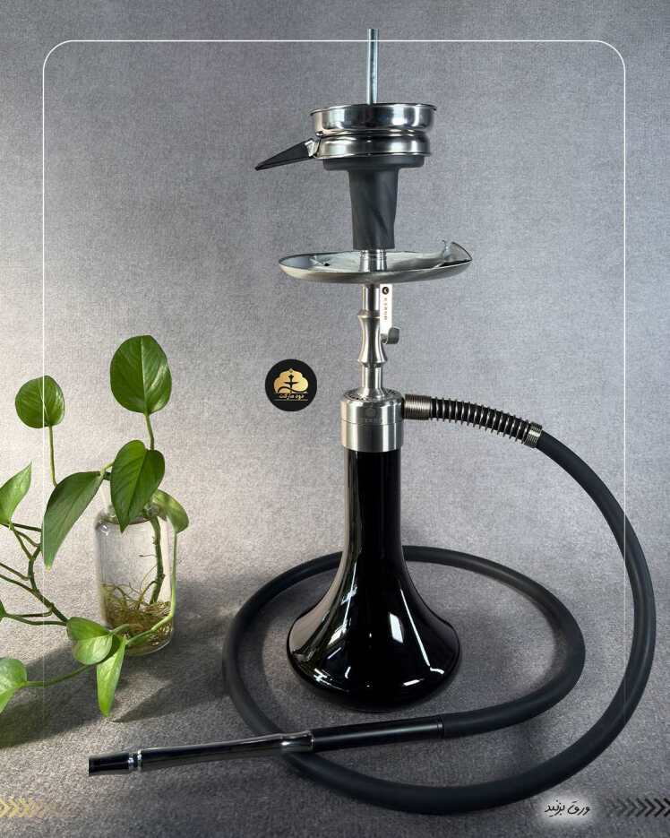 قلیان کرنو دراگون مدیوم نقره ای شیشه مشکی { اصل + 3 سال گارانتی }