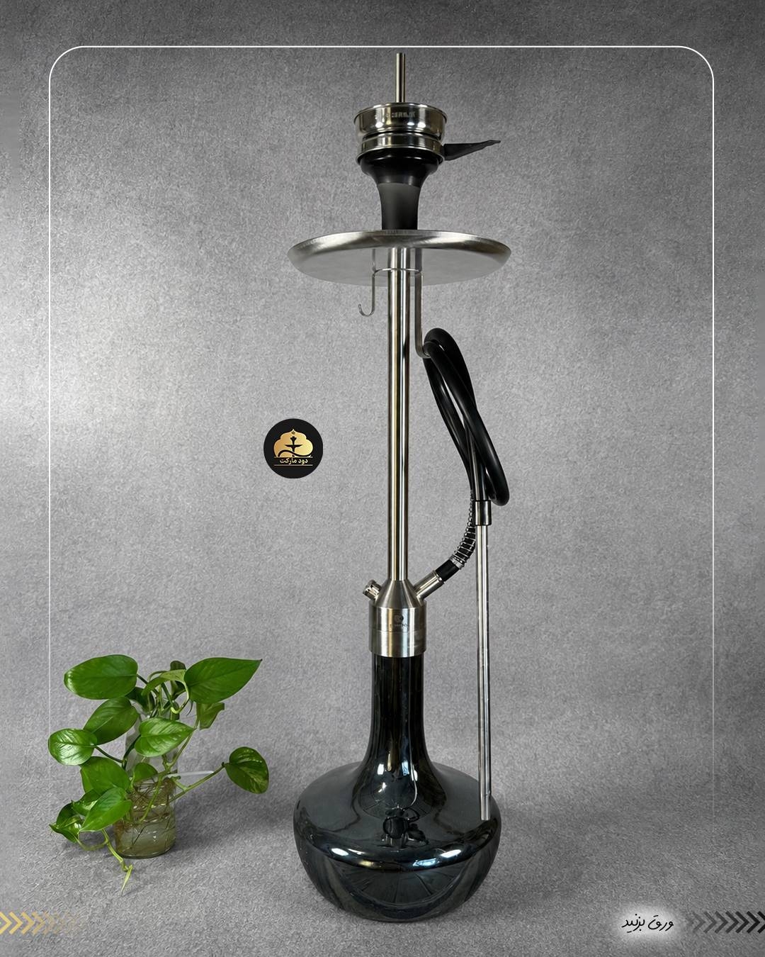 قلیان کرنو تگزاس نقره ای با شیشه ساده جیوه ای | {اصل + 3 سال گارانتی}