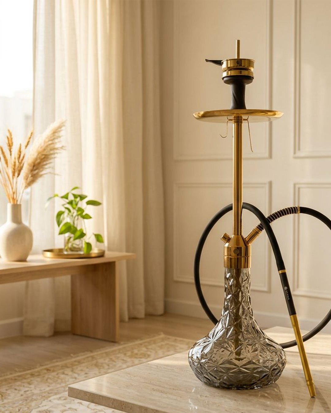  قلیان کرنو تگزاس طلایی با شیشه آیس دودی | { اصل + 3 سال گارانتی } 
