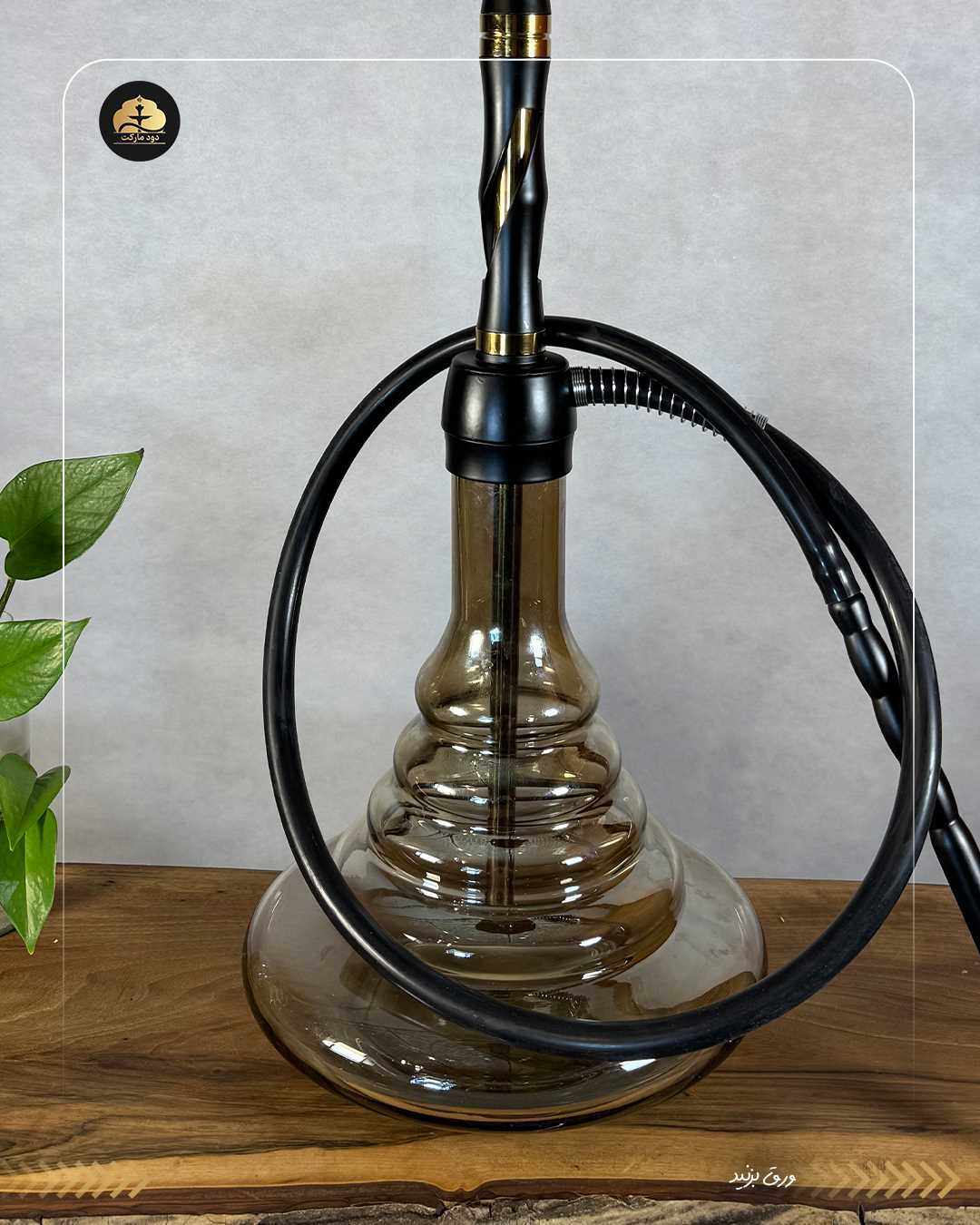 قلیان لوکس کارمانیا کد 130 طلایی مشکی با شیشه دودی