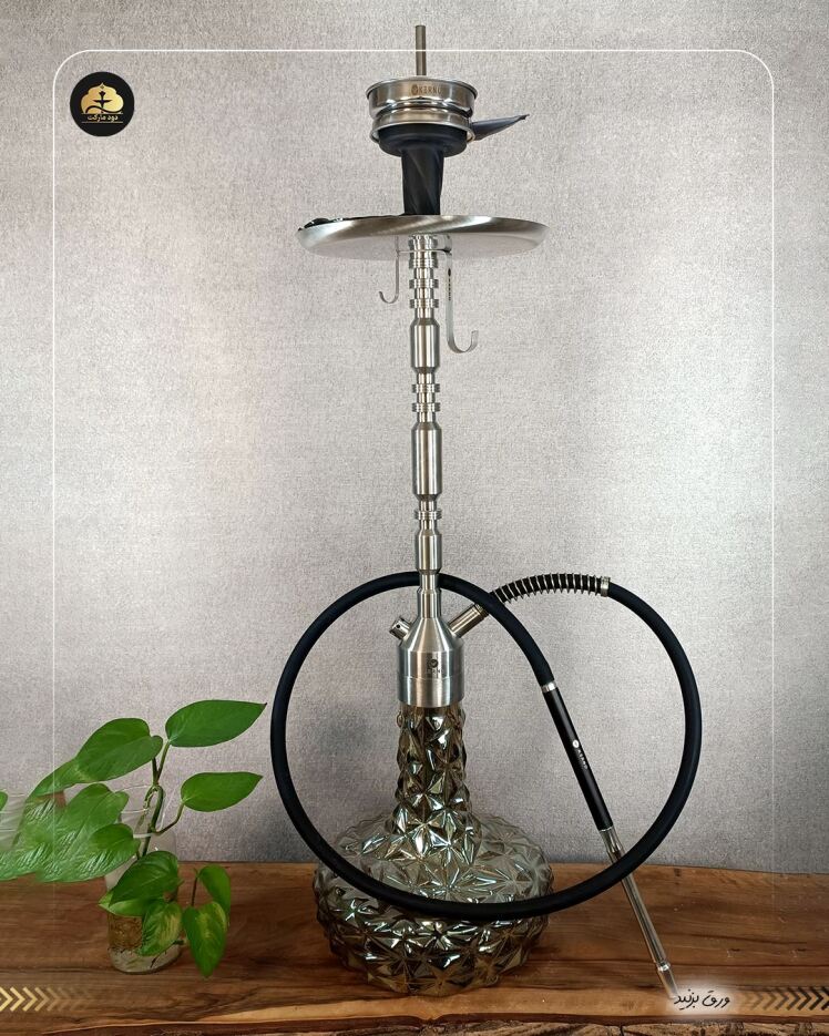 قلیان کرنو بارسلون نقره ای شیشه آیس دودی | { اصل + 3 سال گارانتی }